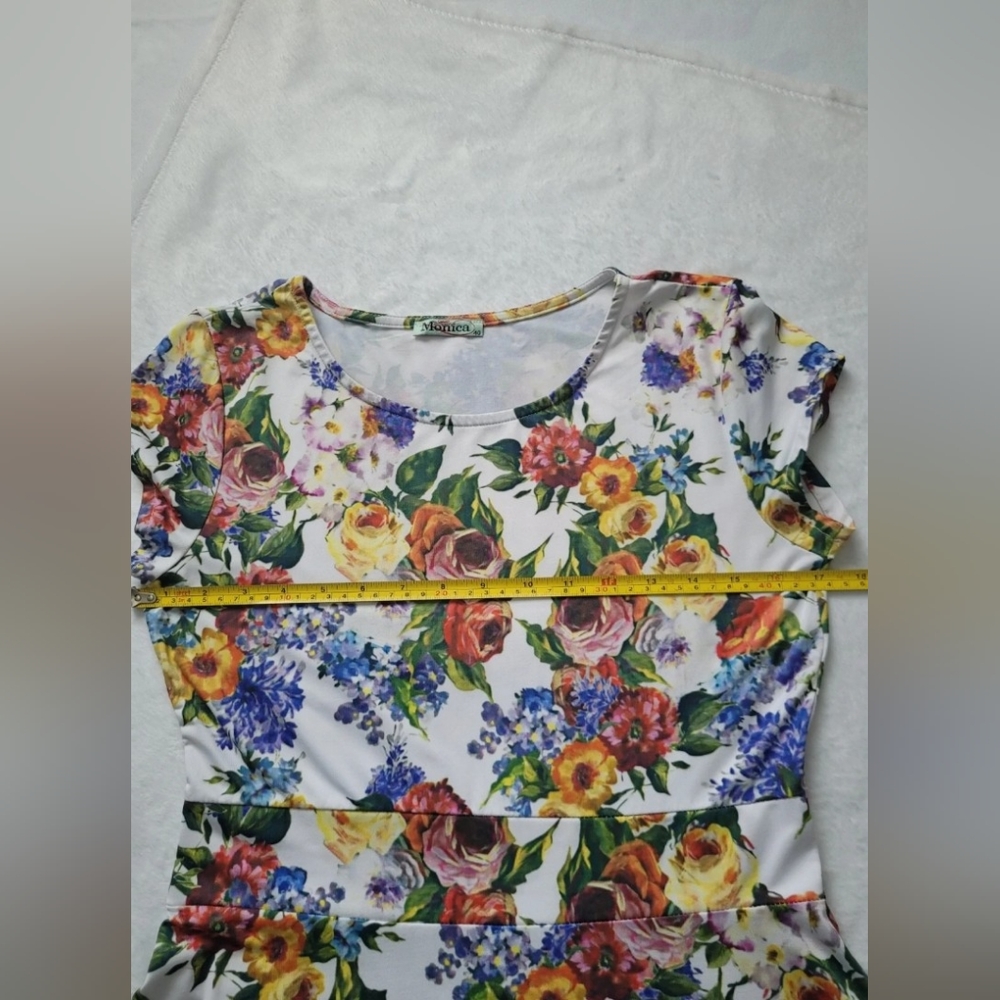 Colorful Floral Midi Vintage Dress from Europe SIZE S - Picture 13 of 14